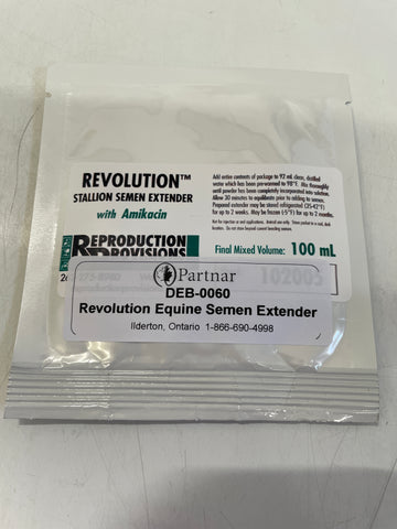 Revolution Equine Semen Extender w/Amikacin only, 100mL.